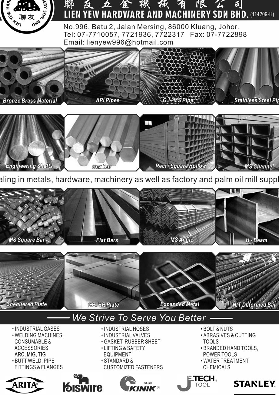 Lien Yew Hardware & Machinery SDN.BHD | Pembekal Besi Kluang| Besi Hollow| Fittings Elbow Flange| Welding| Stainless Steel 1 lien yew hardware machinery sdn bhd pembekal besi kluang besi hollow fittings elbow flange welding stainless steel